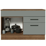 Bajo Mesada Cocina 120 x 60 cm 1 Puerta 2 Cajones (Con Mesada) Marrón/Gris Agata Madesa