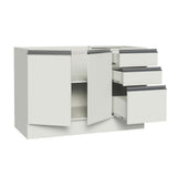 Bajo Mesada Cocina 120 cm x 60 cm, 3 Cajones 2 Puertas Glamy Blanco