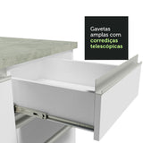 Bajo Mesada Cocina 120 x 60 cm 2 Puertas e 3 Cajones (Con Mesada) Blanco Glamy Madesa