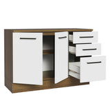 Bajo Mesada Cocina 120 cm x 60 cm, 3 Cajones 2 Puertas Agata Marrón/Blanco