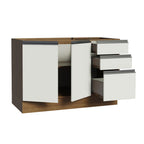 Bajo Mesada 120 x 60 cm 2 Puertas 3 Cajones (Sin Mesada) Marrón/Blanco Glamy Madesa