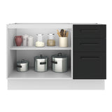 Bajo Mesada Cocina 120 x 60 cm 2 Puertas e 3 Cajones (Sin Mesada) Blanco/Negro Agata Madesa