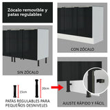 Bajo Mesada para Bacha 120 cm 2 Puertas 3 Cajones (Con Mesada) Lux Blanco/Negro