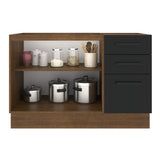 Bajo Mesada Cocina 120 x 60 cm 2 Puertas e 3 Cajones (Sin Mesada) Marrón/Negro Agata Madesa
