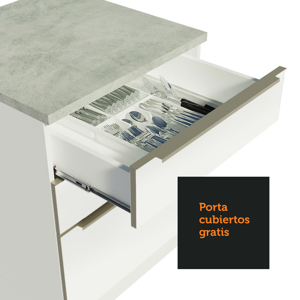 Bajo Mesada 120 cm x 60 cm, 3 Cajones 2 Puertas Lux Blanco/Blanco