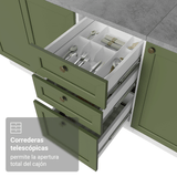 Bajo Mesada de Bacha 120 x 60 cm 2 Puertas 3 Cajones (Sin Mesada) Blanco/Verde Vik Madesa