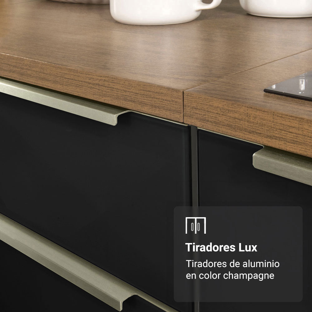 Bajo Mesada Especiero 20cm 1 Puerta (Con Mesada) Marrón/Negro Lux Madesa