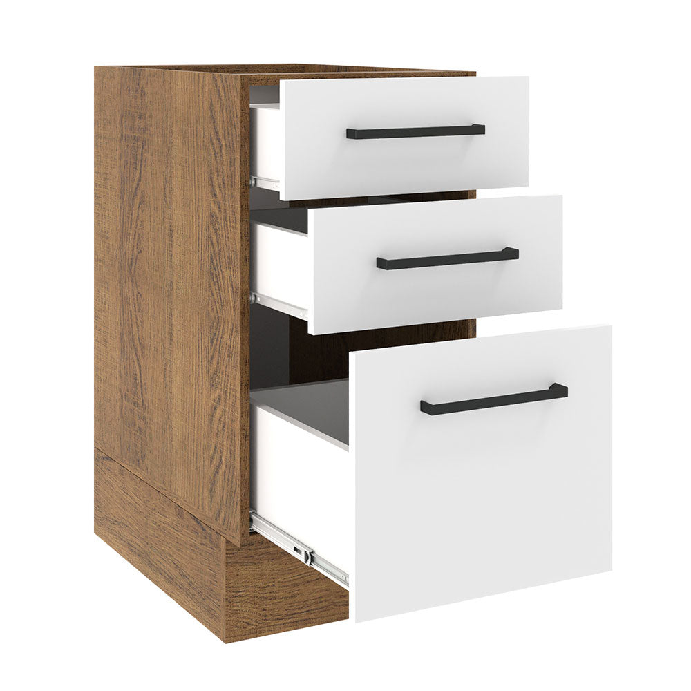 Bajo Mesada Cocina 40 x 60 cm 3 Cajones (Sin Mesada) Marrón/Blanco Agata Madesa