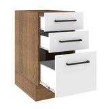 Bajo Mesada Cocina 40 x 60 cm 3 Cajones (Sin Mesada) Marrón/Blanco Agata Madesa