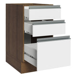 Bajo Mesada Cocina 40 x 60 cm 3 Cajones (Sin Mesada) Marrón/Blanco Glamy Madesa