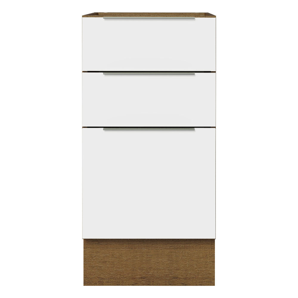 Bajo Mesada Cocina 40 x 60 cm 3 Cajones (Sin Mesada) Marrón/Blanco Stella Madesa