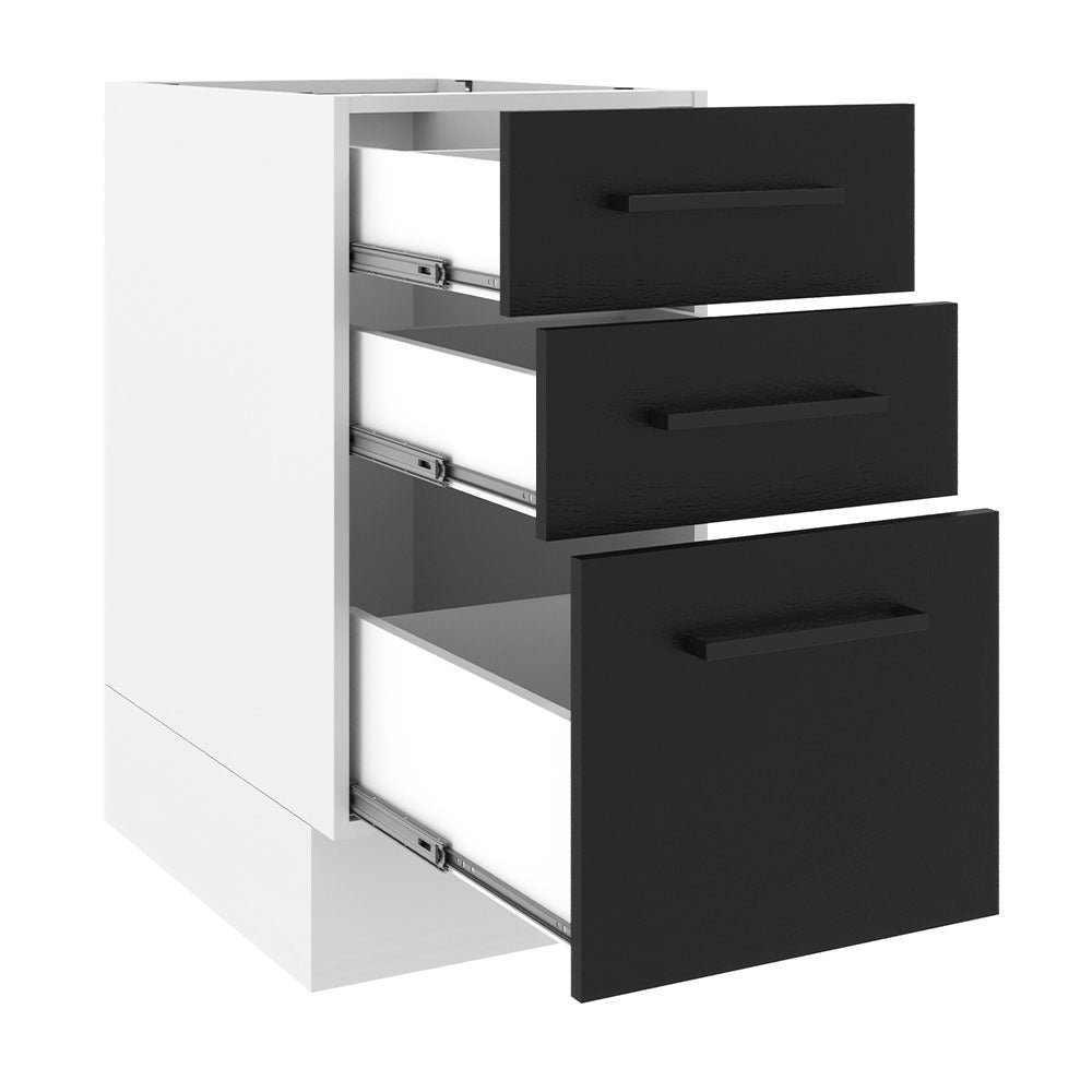 Bajo Mesada Cocina 40 x 60 cm 3 Cajones (Sin Mesada) Blanco/Negro Agata Madesa