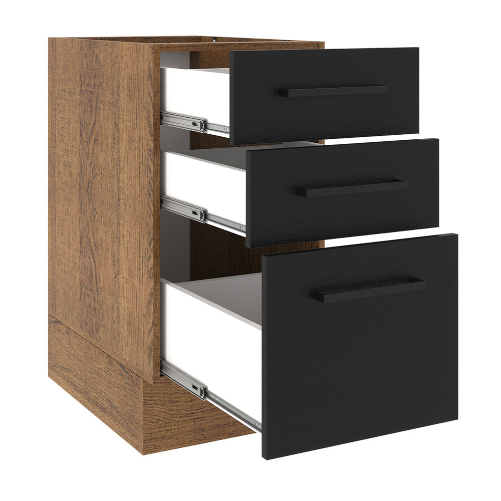 Bajo Mesada Cocina 40 x 60 cm 3 Cajones (Sin Mesada) Marrón/Negro Agata Madesa