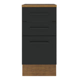Bajo Mesada Cocina 40 x 60 cm 3 Cajones (Con Mesada) Marrón/Negro Agata Madesa