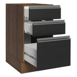 Bajo Mesada Cocina 40 x 60 cm 3 Cajones (Sin Mesada) Marrón/Negro Glamy Madesa