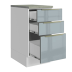 Bajo Mesada 40 x 60 cm 3 Cajones (Con Mesada) Blanco/Gris Lux Madesa