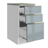Bajo Mesada Cocina 40 x 60 cm 3 Cajones (Con Mesada) Blanco/Gris Lux Madesa