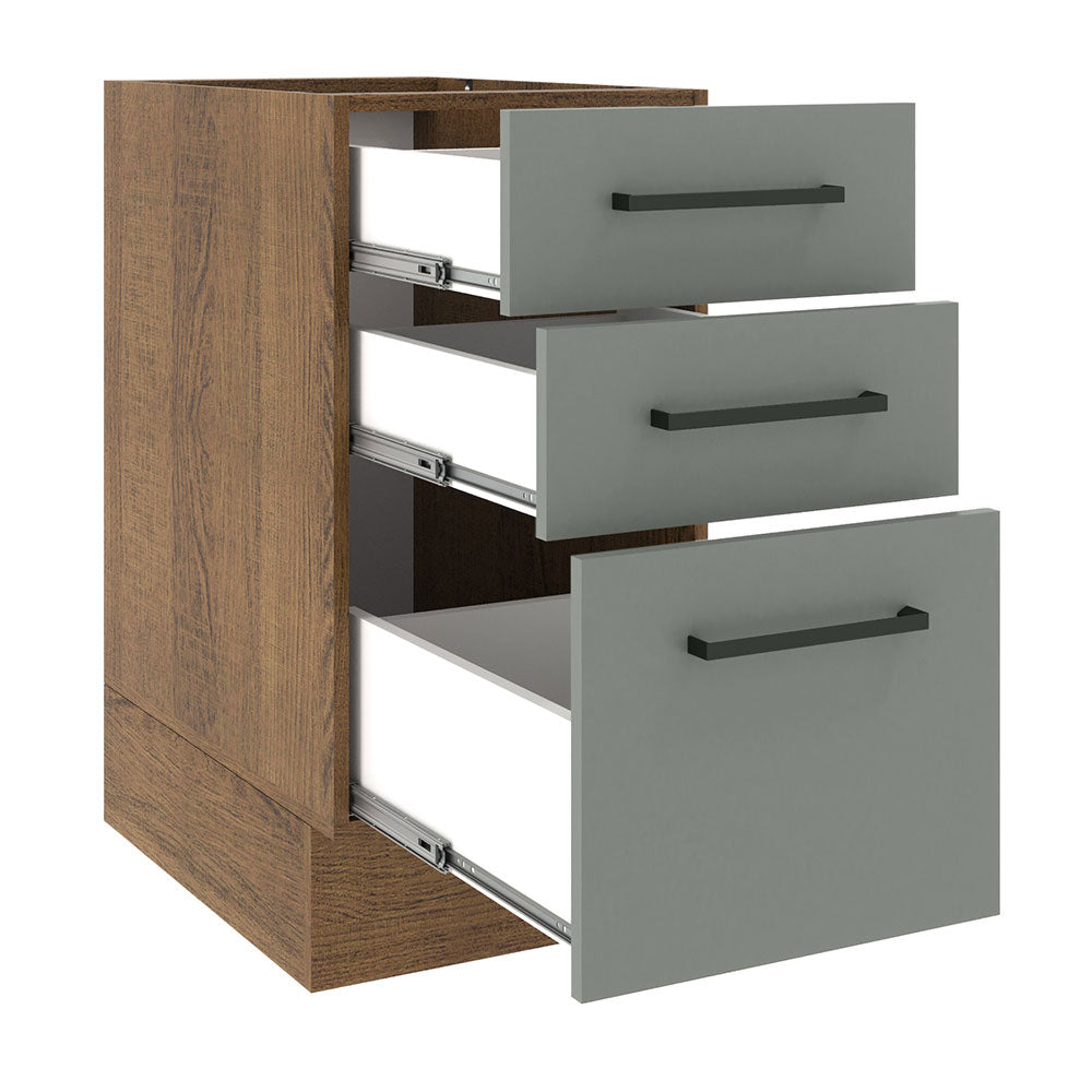 Bajo Mesada Cocina 40 x 60 cm 3 Cajones (Sin Mesada) Marrón/Gris Agata Madesa