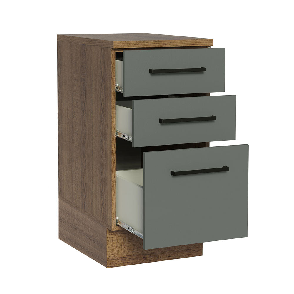 Bajo Mesada Cocina 40 x 60 cm 3 Cajones (Con Mesada) Marrón/Gris Agata Madesa