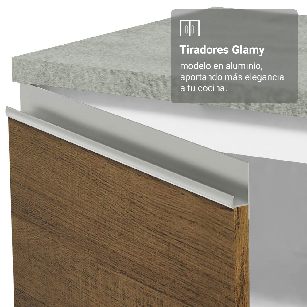 Bajo Mesada 50 x 60cm 1 Puerta (Sin Mesada) Blanco/Marrón Glamy