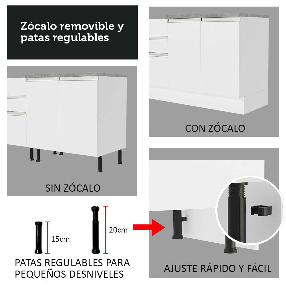 Bajo Mesada Madesa Glamy 60 x 60 cm 1 Puerta (Con Mesada) Blanco