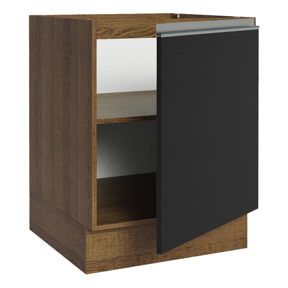 Bajo Mesada Cocina 60 x 60 cm 1 Puerta (Sin Mesada) Marrón/Negro Glamy Madesa