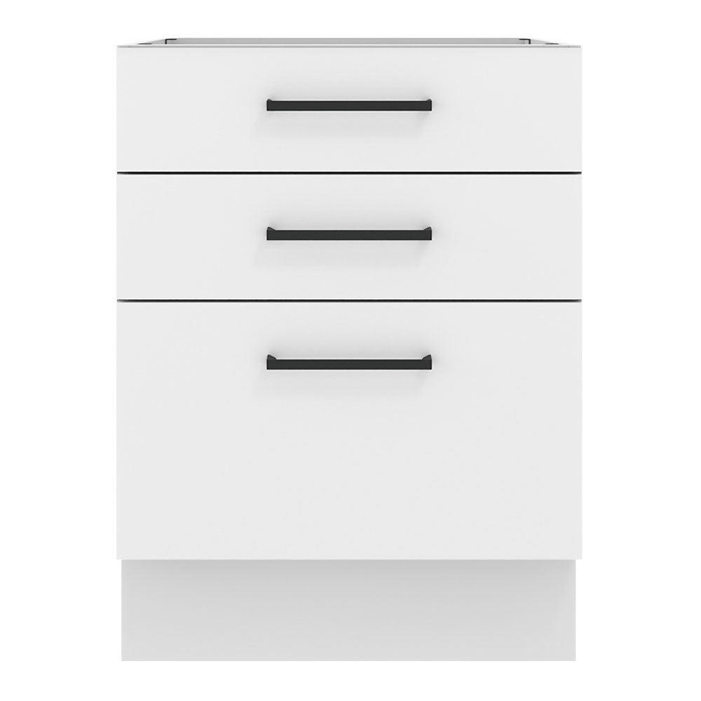 Bajo Mesada Cocina 60 x 60 cm 3 Cajones (Sin Mesada) Blanco Agata Madesa