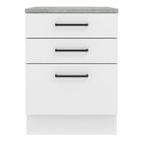 Bajo Mesada Cocina 60 x 60 cm 3 Cajones (Con Mesada) Blanco Agata Madesa