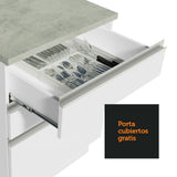 Bajo Mesada Cocina 60 x 60 cm 3 Cajones (Sin Mesada) Blanco Glamy Madesa