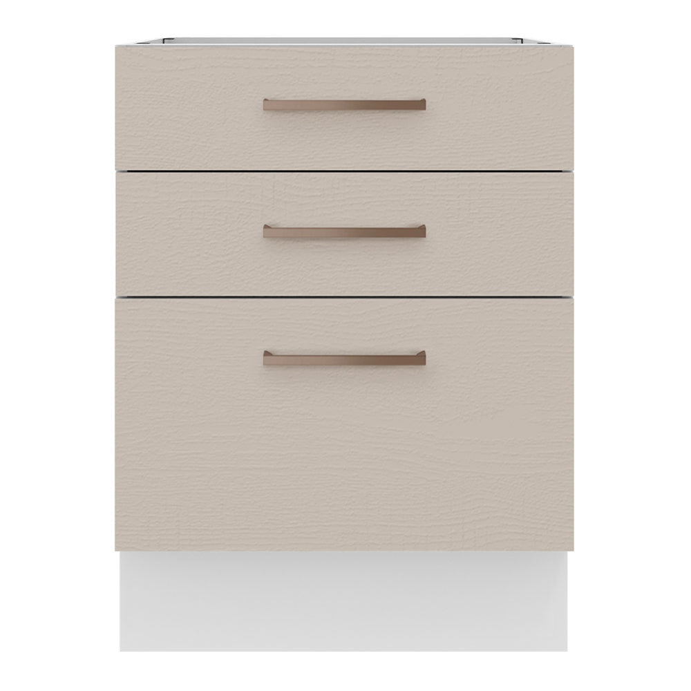 Bajo Mesada Cocina 60 x 60 cm 3 Cajones (Sin Mesada) Blanco/Crema Agata Madesa