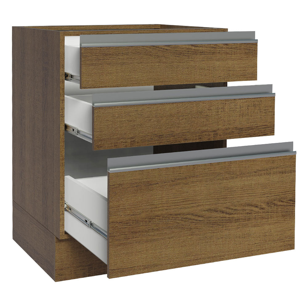 Bajo Mesada Cocina 60 x 60 cm 3 Cajones (Sin Mesada) Marrón Glamy Madesa