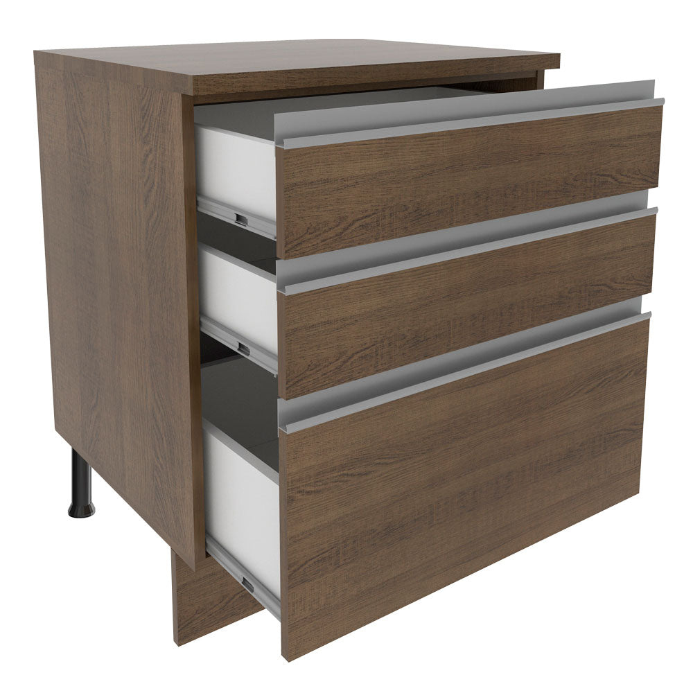 Bajo Mesada Madesa Glamy 60 x 60 cm 3 Cajones (Con Mesada) Marrón