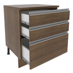 Bajo Mesada 60 x 60 cm 3 Cajones (Con Mesada) Marrón Glamy Madesa
