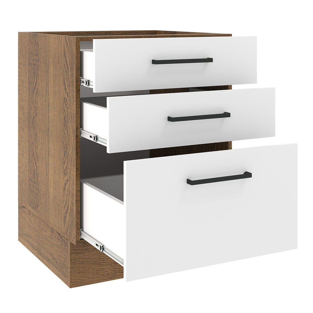Bajo Mesada 60 x 60 cm 3 Cajones (Sin Mesada) Marrón/Blanco Agata Madesa