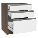 Bajo Mesada Cocina 60 x 60 cm 3 Cajones (Sin Mesada) Marrón/Blanco Glamy Madesa