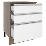 Bajo Mesada Madesa Glamy 60 x 60 cm 3 Cajones (Con Mesada) Marrón/Blanco
