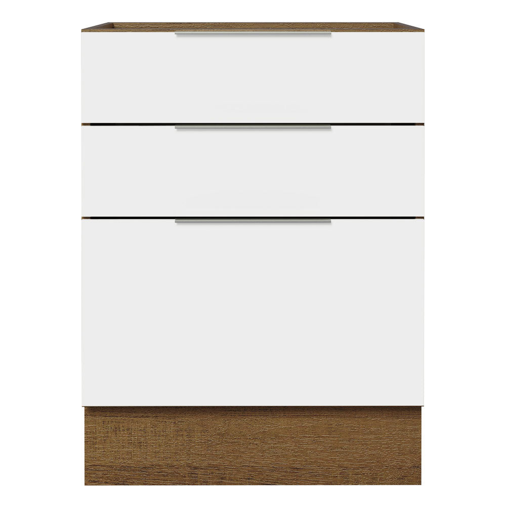 Bajo Mesada Cocina 60 x 60 cm 3 Cajones (Sin Mesada) Marrón/Blanco Stella Madesa