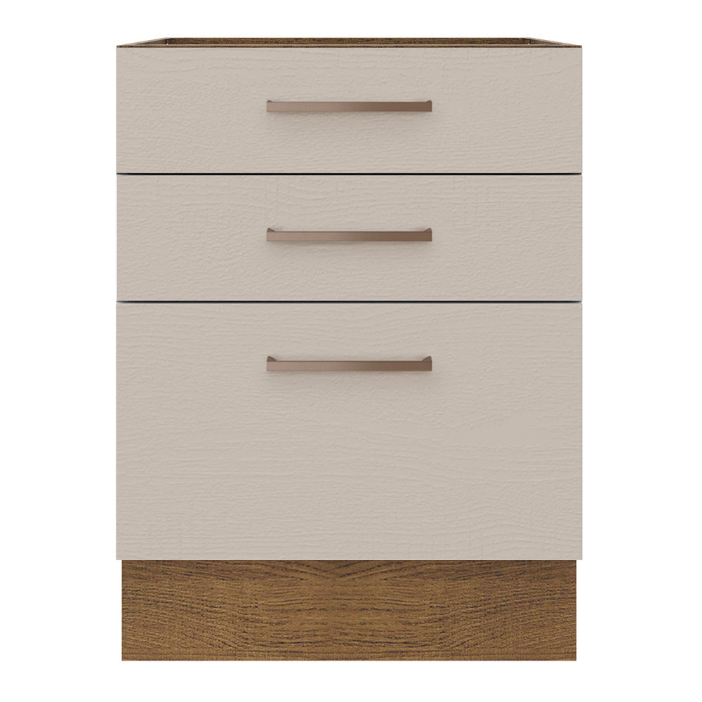 Bajo Mesada 60 x 60 cm 3 Cajones (Sin Mesada) Marrón/Crema Agata Madesa
