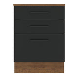 Bajo Mesada 60 x 60 cm 3 Cajones (Con Mesada) Marrón/Negro Agata Madesa