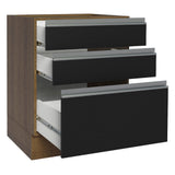 Bajo Mesada Cocina 60 x 60 cm 3 Cajones (Sin Mesada) Marrón/Negro Glamy Madesa