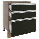 Bajo Mesada Madesa Glamy 60 x 60 cm 3 Cajones (Con Mesada) Marrón/Negro