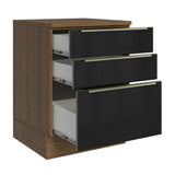 Bajo Mesada 60 cm x 60 cm, 3 Cajones Lux Marrón/Negro