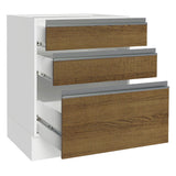 Bajo Mesada Cocina 60 x 60 cm 3 Cajones (Sin Mesada) Blanco/Marrón Glamy Madesa