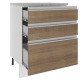 Bajo Mesada Madesa Glamy 60 x 60 cm 3 Cajones (Con Mesada) Blanco/Marrón