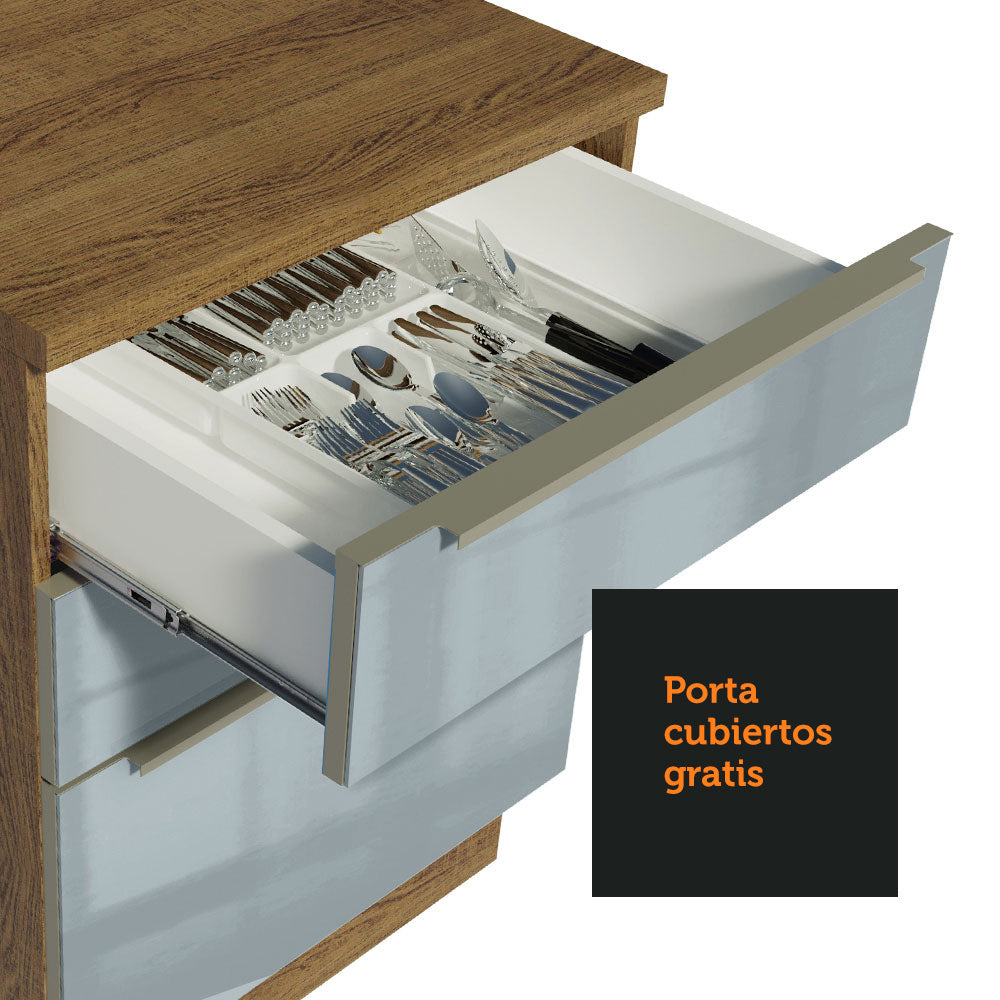 Bajo Mesada 60 cm x 60 cm, 3 Cajones Lux Marrón/Gris