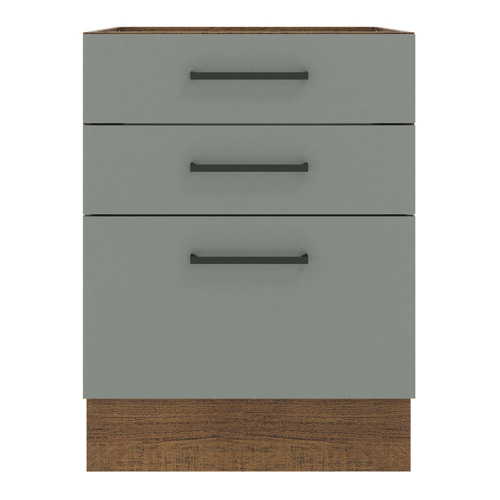 Bajo Mesada Cocina 60 x 60 cm 3 Cajones (Sin Mesada) Marrón/Gris Agata Madesa