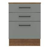 Bajo Mesada Cocina 60 x 60 cm 3 Cajones (Con Mesada) Marrón/Gris Agata Madesa