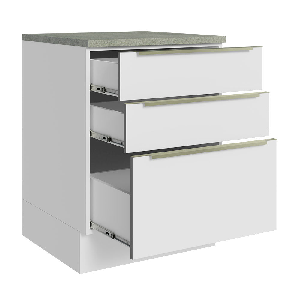 Bajo Mesada 60 cm x 60 cm, 3 Cajones Lux Blanco/Blanco