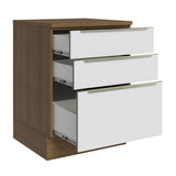 Bajo Mesada 60 cm x 60 cm, 3 Cajones Lux Marrón/Blanco