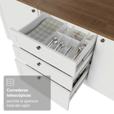 Bajo Mesada de Cocina 60 x 60 cm 3 Cajones (con Mesada) Blanco/Marrón Vik Madesa